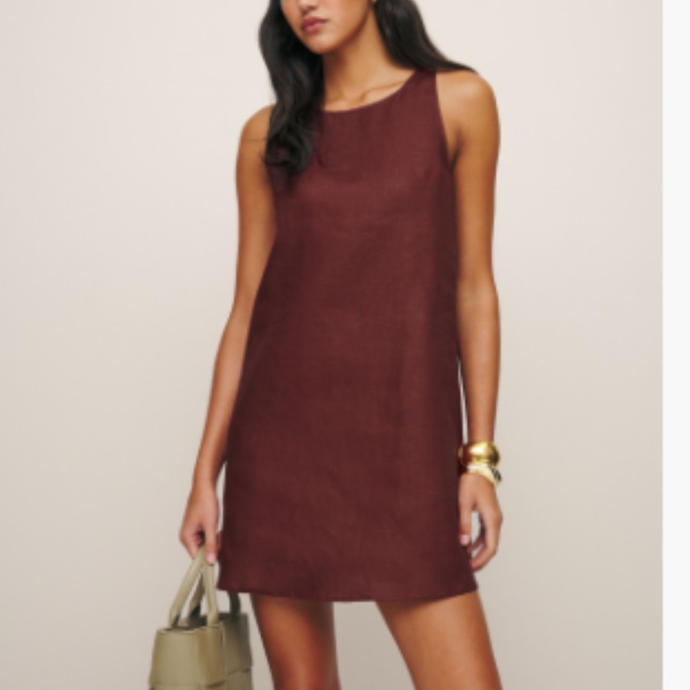Reformation Jesse Linen dress, color Chianti